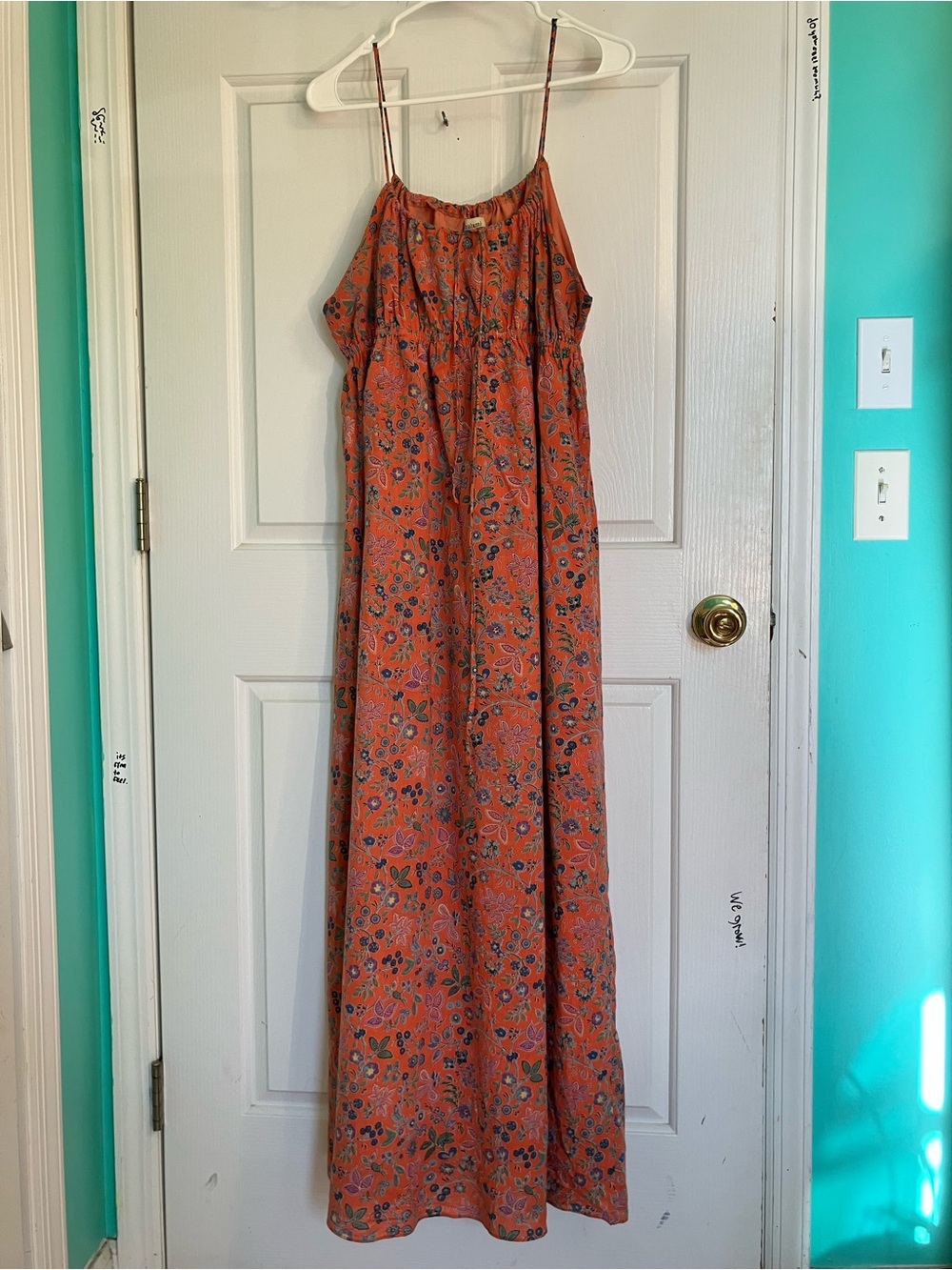 Sleeveless Orange Floral Maxi Dress